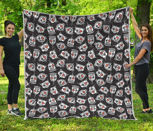 Angry Robot Pattern Print Quilt