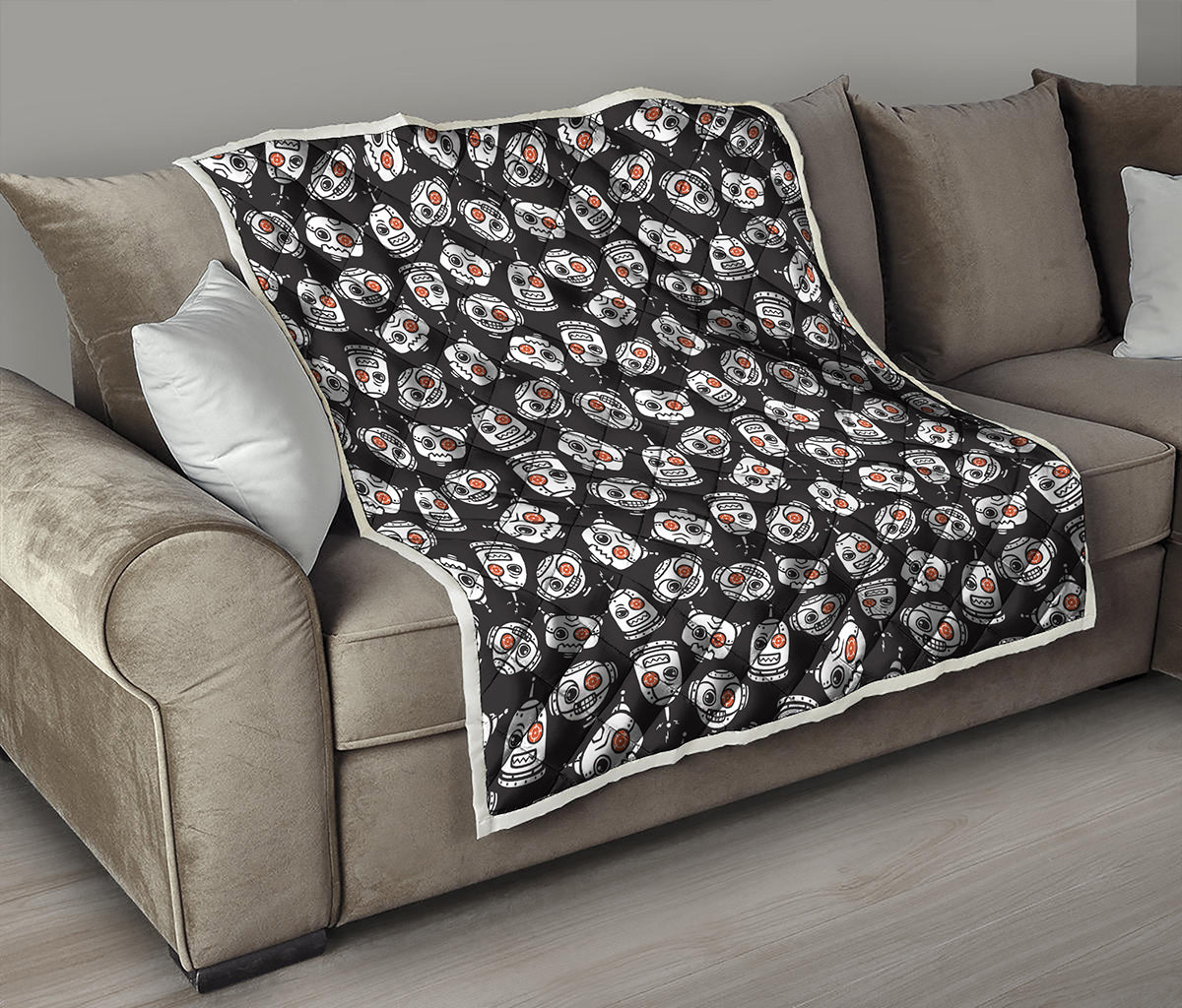 Angry Robot Pattern Print Quilt