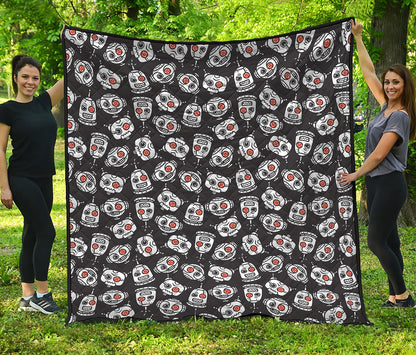 Angry Robot Pattern Print Quilt