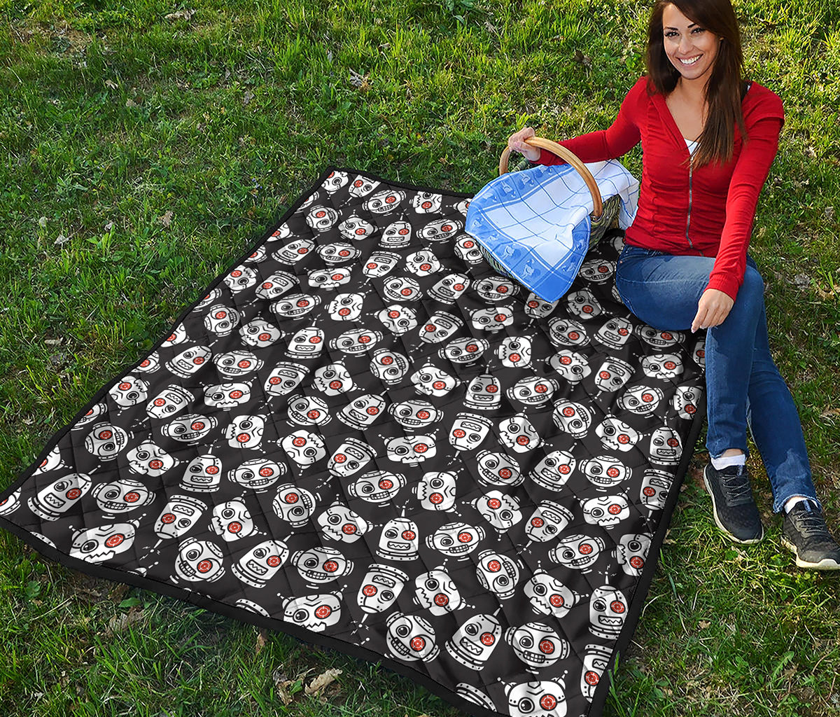 Angry Robot Pattern Print Quilt