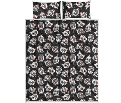 Angry Robot Pattern Print Quilt Bed Set