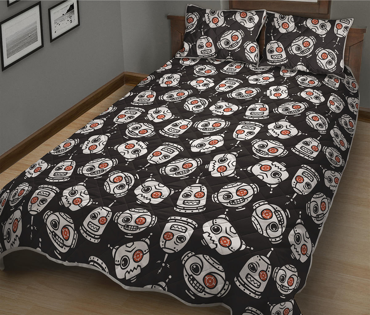 Angry Robot Pattern Print Quilt Bed Set
