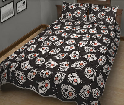 Angry Robot Pattern Print Quilt Bed Set