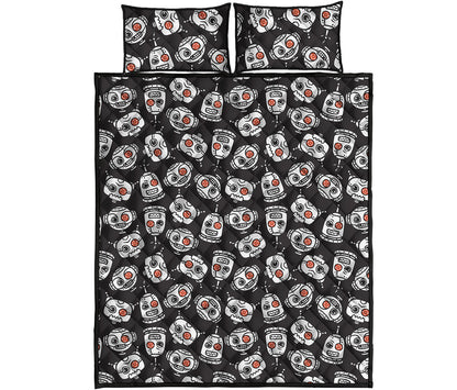 Angry Robot Pattern Print Quilt Bed Set