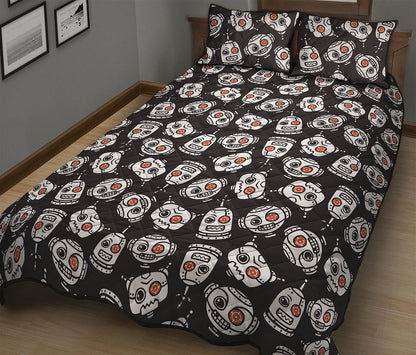 Angry Robot Pattern Print Quilt Bed Set