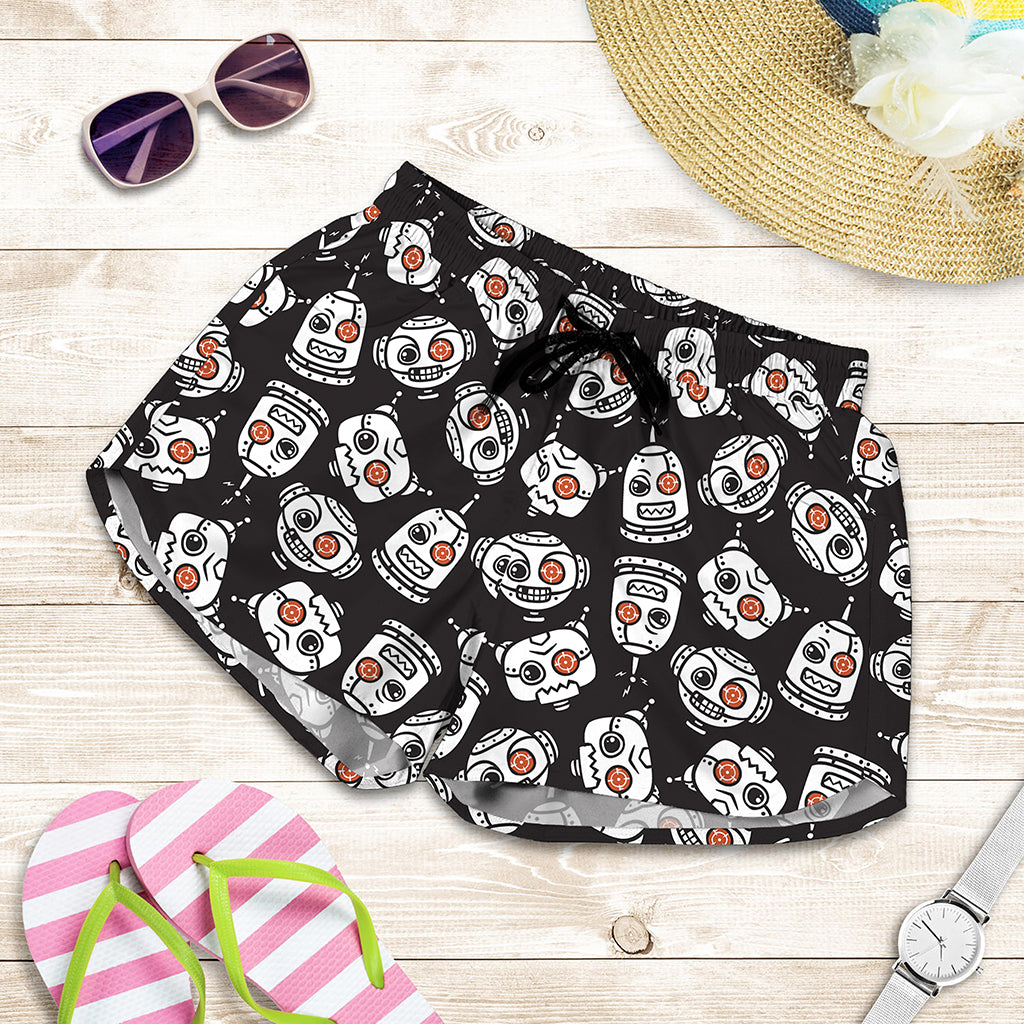 Angry Robot Pattern Print Women's Shorts