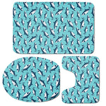 Angry Shark Pattern Print 3 Piece Bath Mat Set