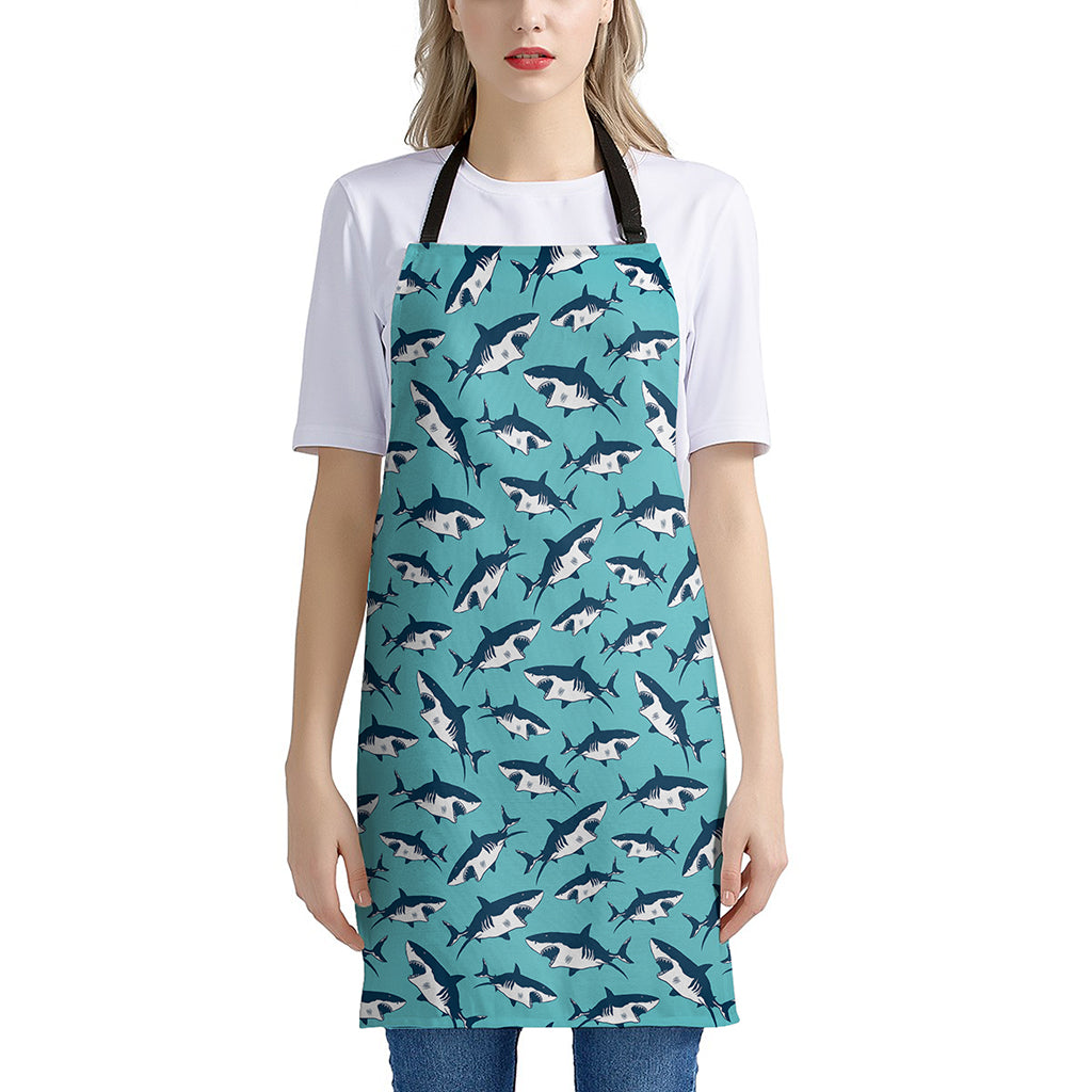 Angry Shark Pattern Print Apron