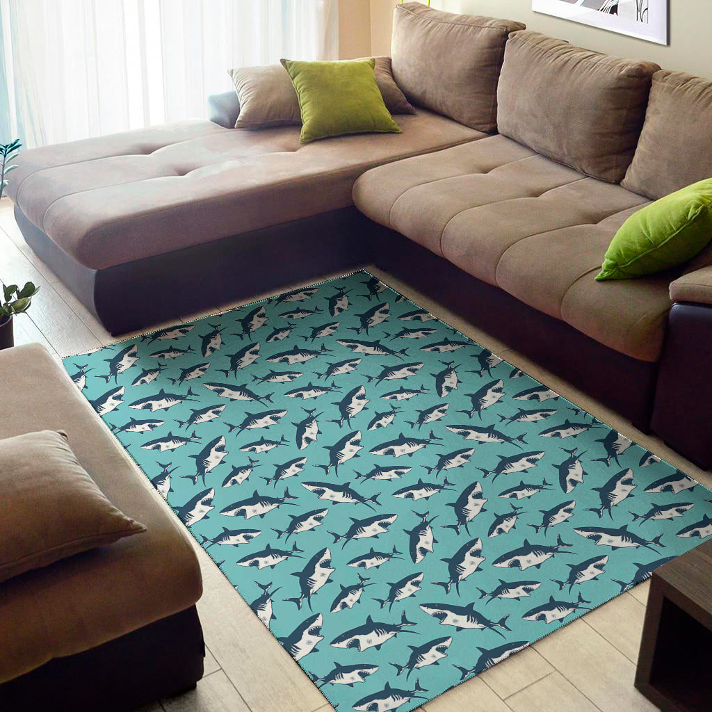 Angry Shark Pattern Print Area Rug