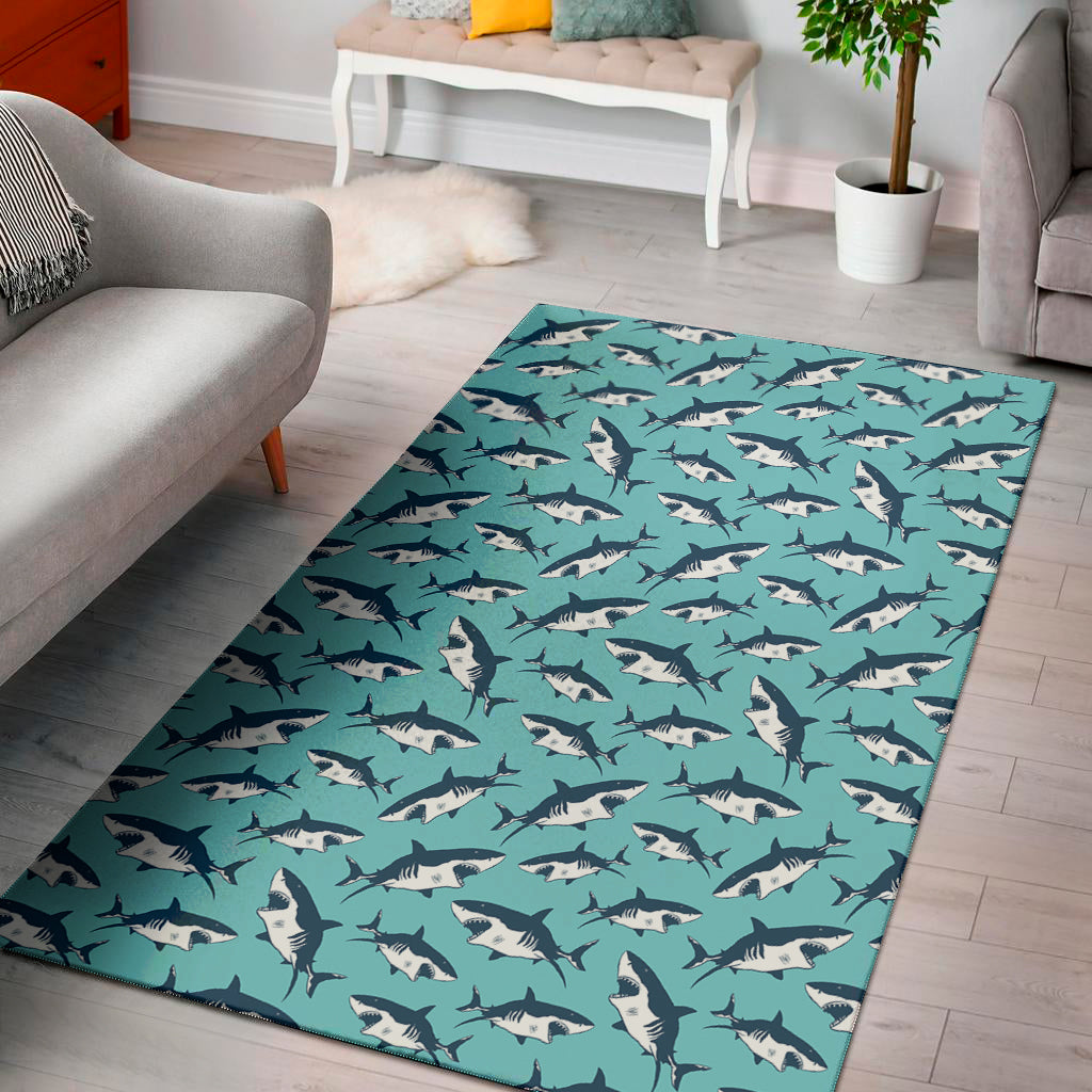 Angry Shark Pattern Print Area Rug