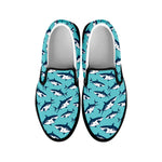 Angry Shark Pattern Print Black Slip On Shoes