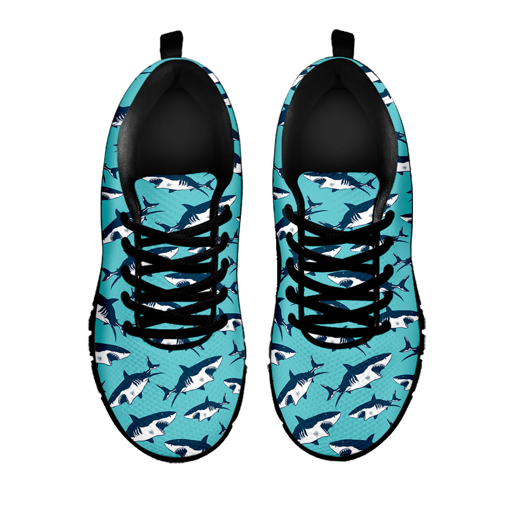 Angry Shark Pattern Print Black Sneakers