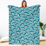 Angry Shark Pattern Print Blanket