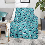 Angry Shark Pattern Print Blanket