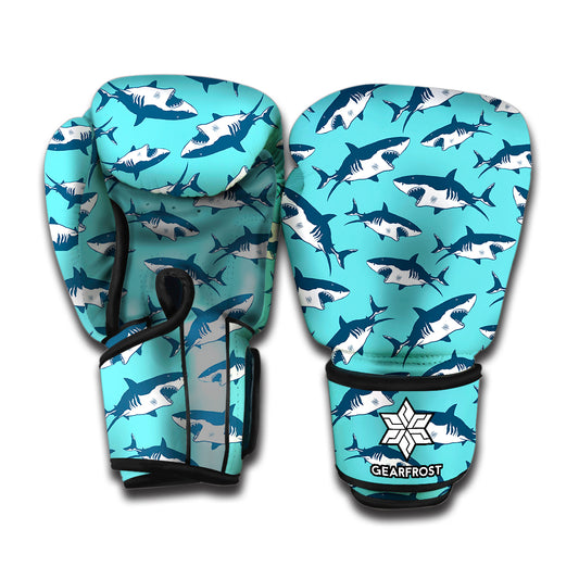 Angry Shark Pattern Print Boxing Gloves