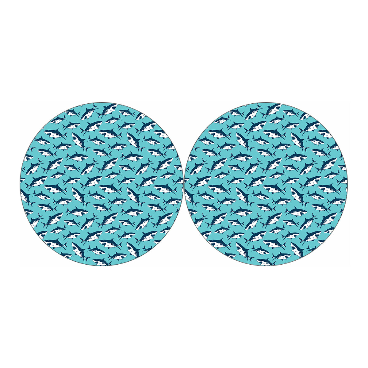 Angry Shark Pattern Print Car Coasters