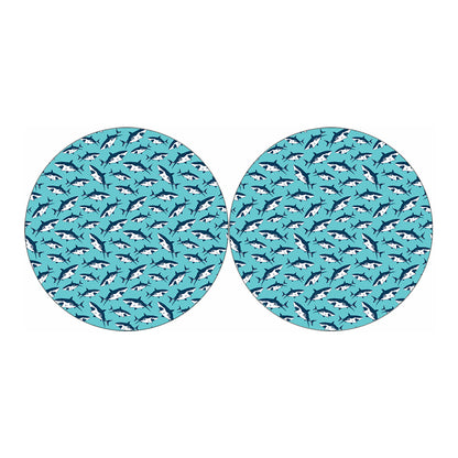 Angry Shark Pattern Print Car Coasters
