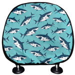 Angry Shark Pattern Print Car Headrest Covers
