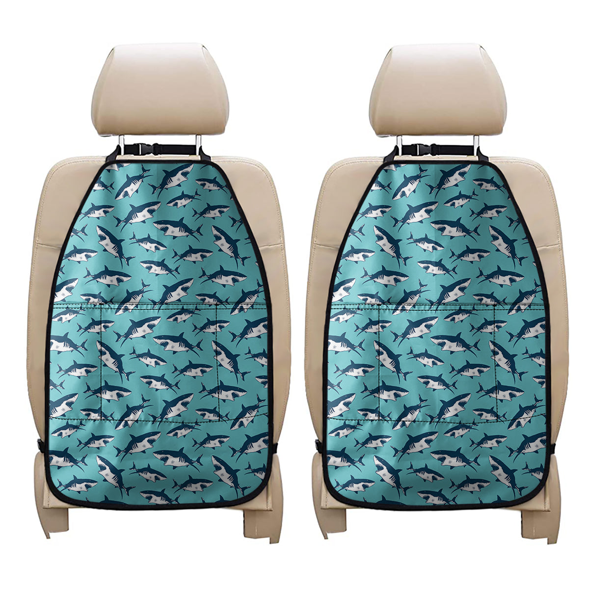 Angry Shark Pattern Print Car Seat Organizers