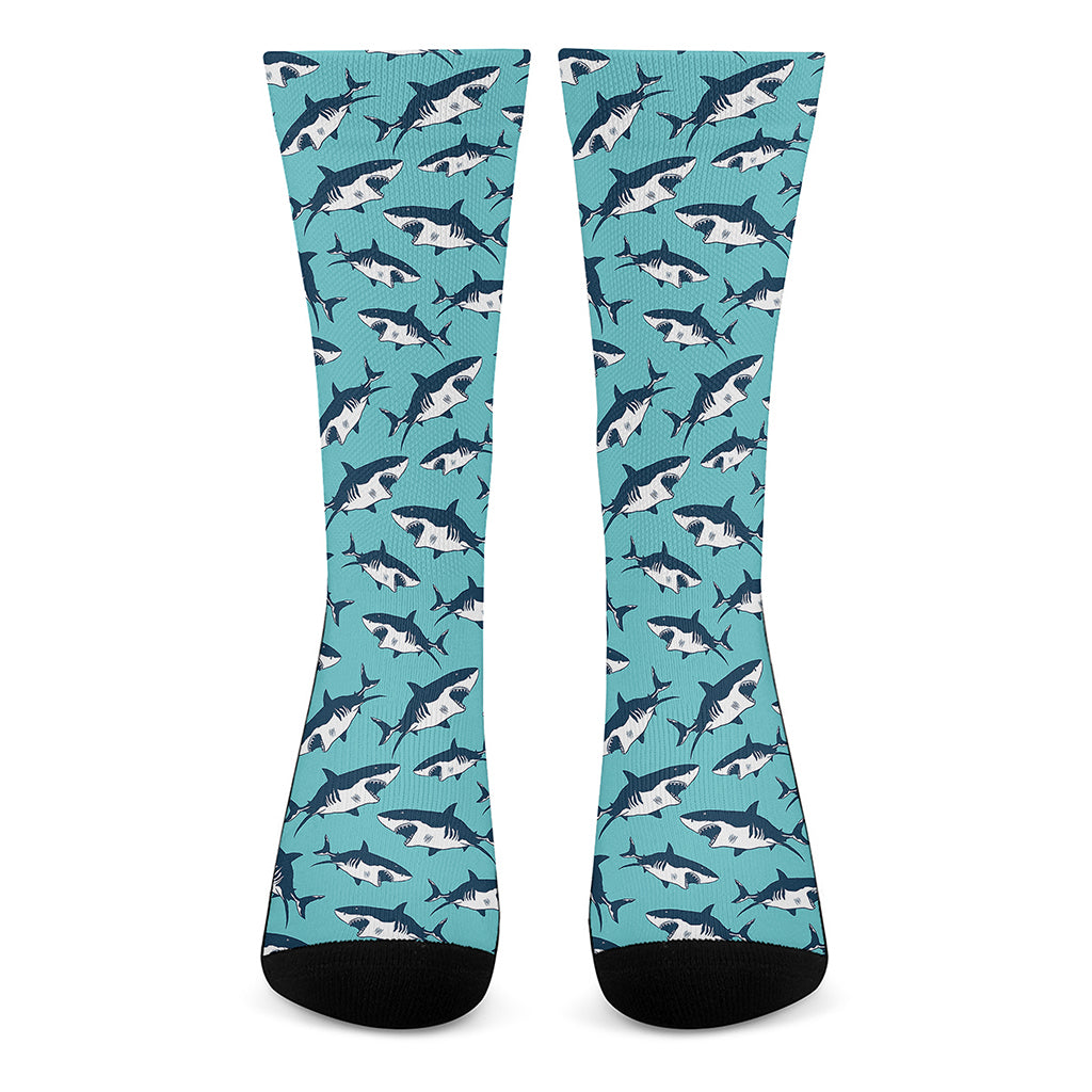 Angry Shark Pattern Print Crew Socks