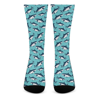Angry Shark Pattern Print Crew Socks