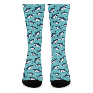 Angry Shark Pattern Print Crew Socks