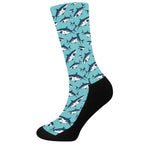 Angry Shark Pattern Print Crew Socks