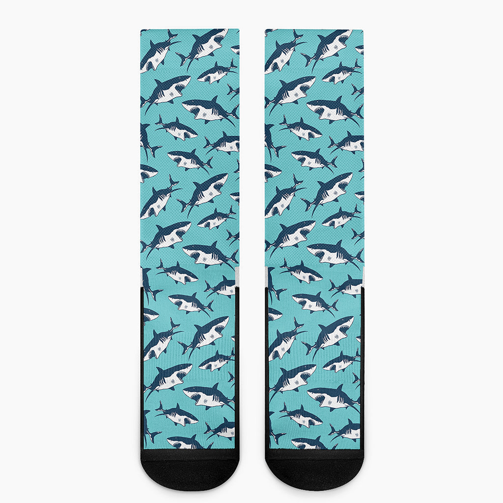 Angry Shark Pattern Print Crew Socks