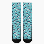 Angry Shark Pattern Print Crew Socks