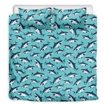Angry Shark Pattern Print Duvet Cover Bedding Set