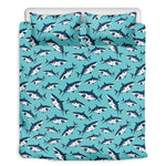 Angry Shark Pattern Print Duvet Cover Bedding Set