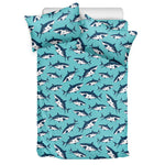 Angry Shark Pattern Print Duvet Cover Bedding Set