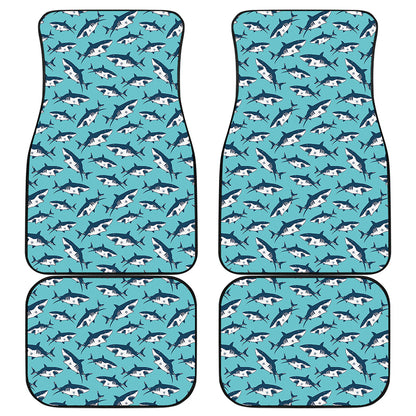 Angry Shark Pattern Print Front and Back Car Floor Mats