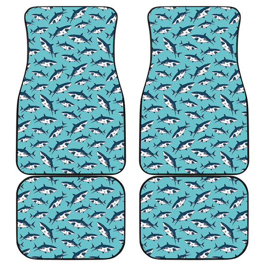 Angry Shark Pattern Print Front and Back Car Floor Mats