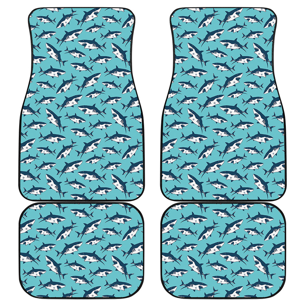 Angry Shark Pattern Print Front and Back Car Floor Mats