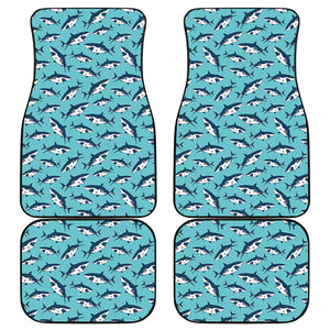 Angry Shark Pattern Print Front and Back Car Floor Mats