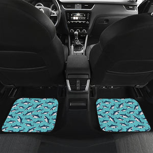 Angry Shark Pattern Print Front and Back Car Floor Mats