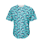 Angry Shark Pattern Print Men's Baseball Jersey