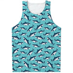 Angry Shark Pattern Print Men's Tank Top