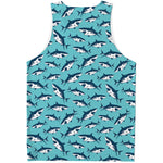 Angry Shark Pattern Print Men's Tank Top