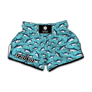 Angry Shark Pattern Print Muay Thai Boxing Shorts