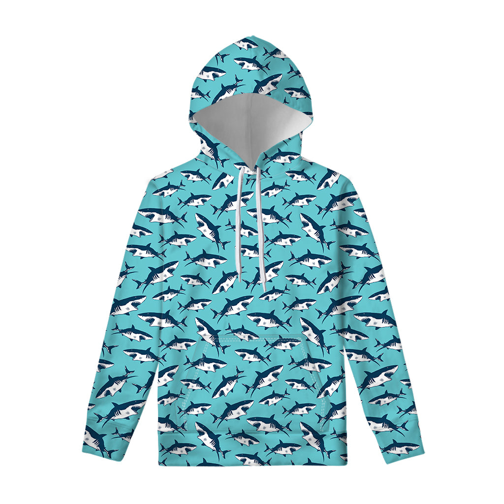 Angry Shark Pattern Print Pullover Hoodie