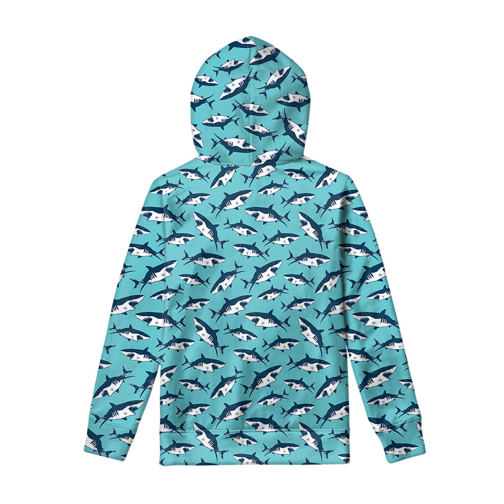 Angry Shark Pattern Print Pullover Hoodie