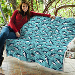 Angry Shark Pattern Print Quilt
