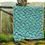 Angry Shark Pattern Print Quilt