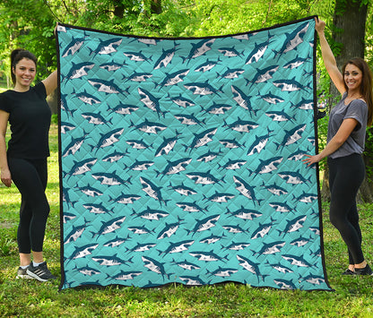 Angry Shark Pattern Print Quilt