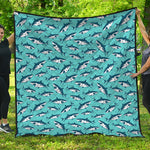 Angry Shark Pattern Print Quilt
