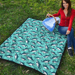 Angry Shark Pattern Print Quilt