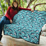 Angry Shark Pattern Print Quilt