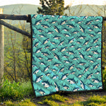 Angry Shark Pattern Print Quilt